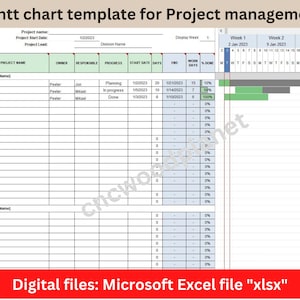 Projects and tasks easily with Gantt Chart Project Planner Excel. Automated projects planner Excel. Project scope and time management.