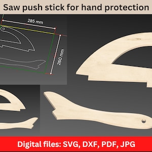 Tischsäge Schiebe Sticks Set, Handschutz. Sägesicherheit. Sicherheit & Kontrolle". Digitale Dateien dxf, svg, pdf, png, jpg
