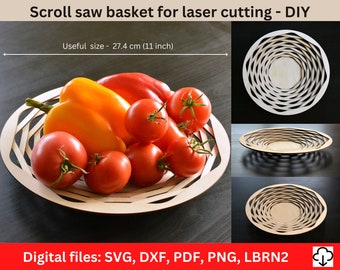 Scroll Saw Basket DIY Project: Laser Cut Plywood (Digital Files)