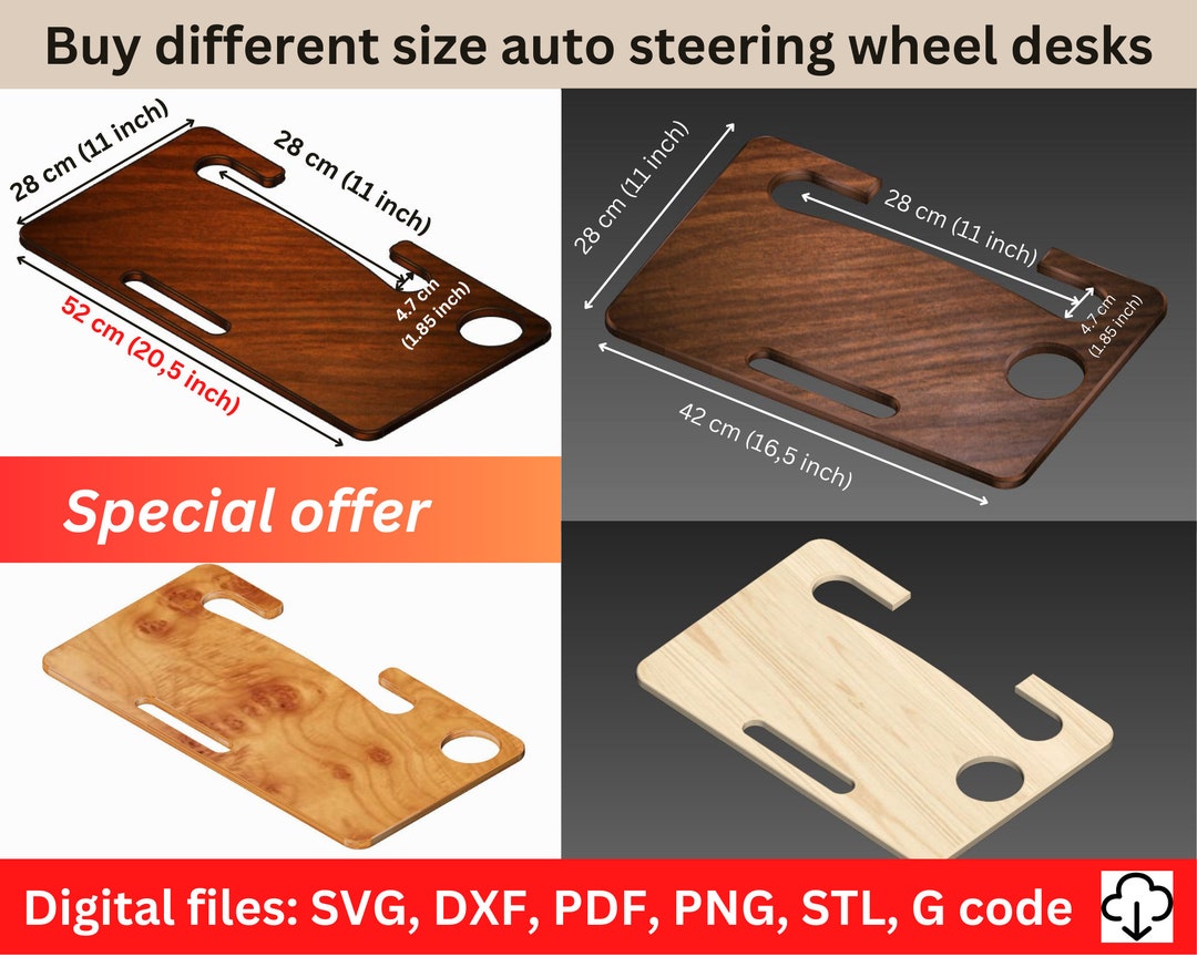 Two Sizes Auto Steering Wheel Desks for Laptop, Tablet. Travel Table