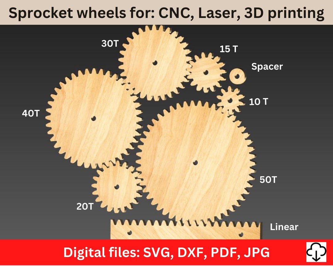 Sprocket Wheels Set. Gear Set. Wooden Wheels. Sprocket Wheels for DYI
