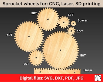 Wooden Sprocket Wheel Set: DIY Gear Designs (Digital Files)