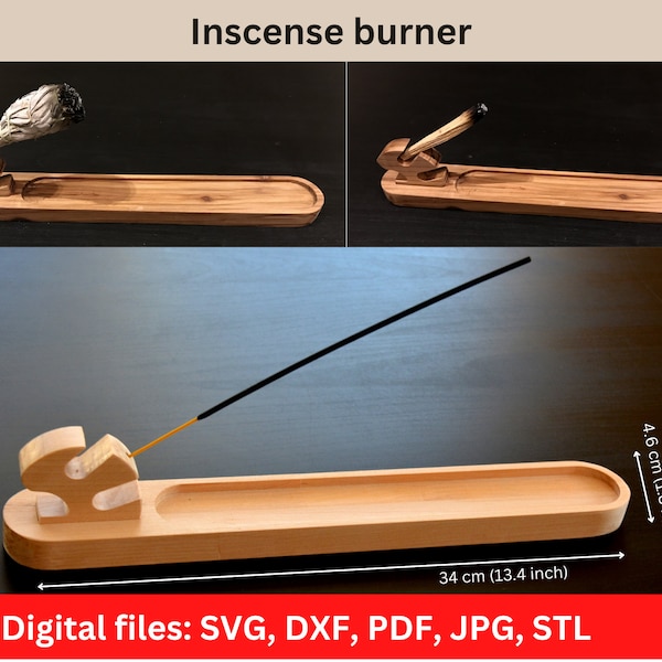 Wooden Incense Holder. Incense Burner Holder. Home Decor inccense holder.  Incense holder for Yoga,  Meditation. Digital files: svg dxf pdf.