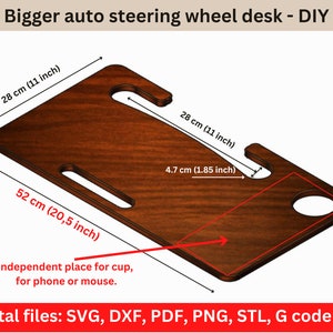 Multi-functional Car Steering Wheel Desk - Laptop, Tablet, Travel Eating Table - Digital Files Included: svg, dxf, pdf, png, G-code