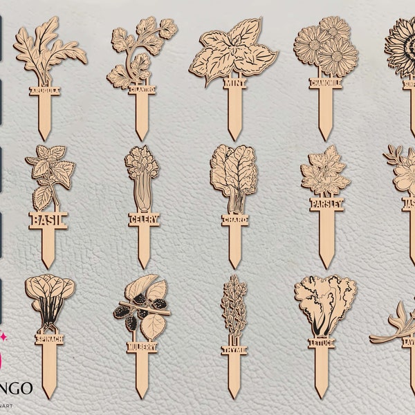 Herb Garden Markers Svg, Garden Stakes Glowforge Svg, Vegetable Garden Svg, Plant markers Laser Cut ,Veggie Stakes , Herb Stakes Laser Cut