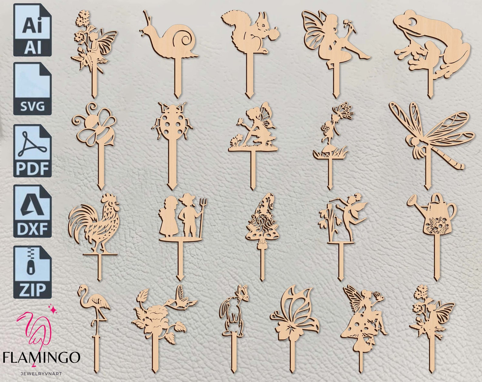 Animal Garden Stakes Svg Bundle , Garden Stakes Svg, Garden Lovers Svg