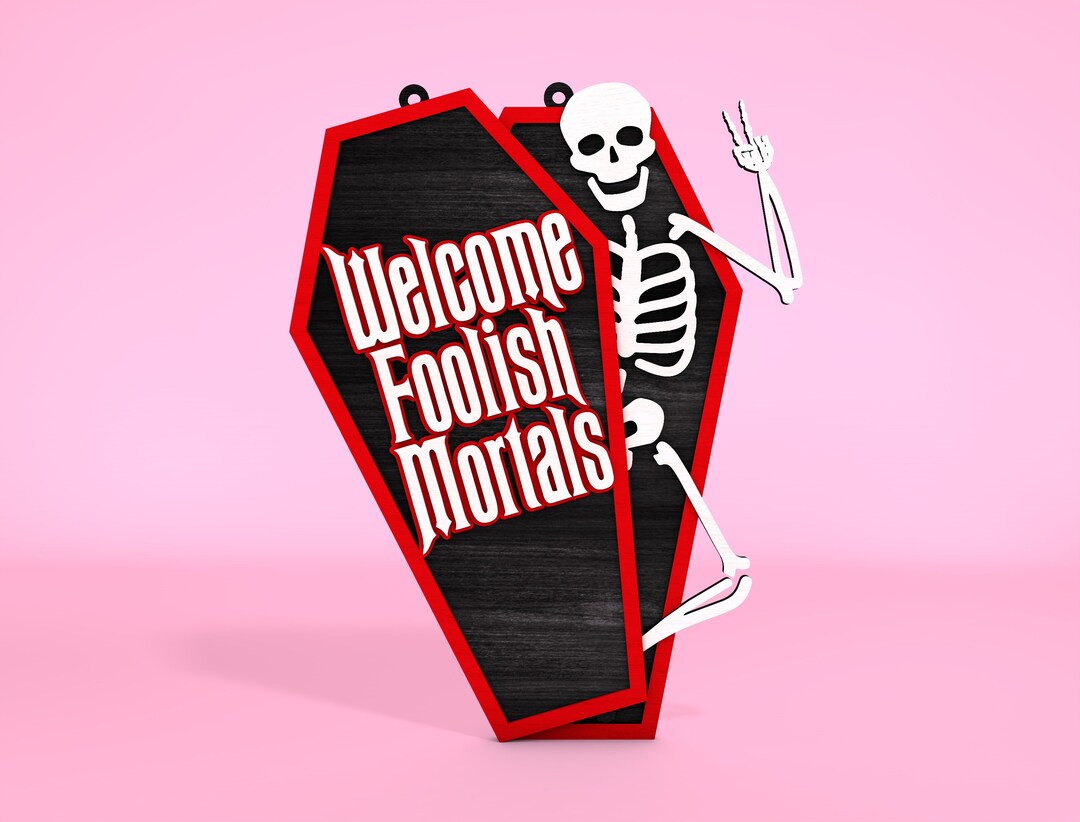 Halloween Skeletons Door Sign Laser Cut Svg, Halloween Porch Decor Svg ...