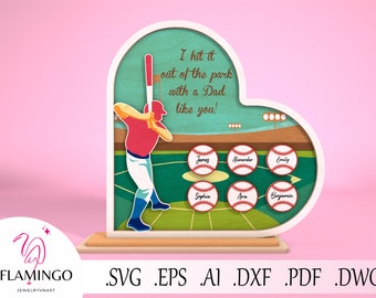 Personalisiertes Baseball-Vatertagsschild SVG, Vatertagsgeschenk für Baseball, graviertes Namensschild, Vatertag als Geschenk, Glowforge Laser Cut