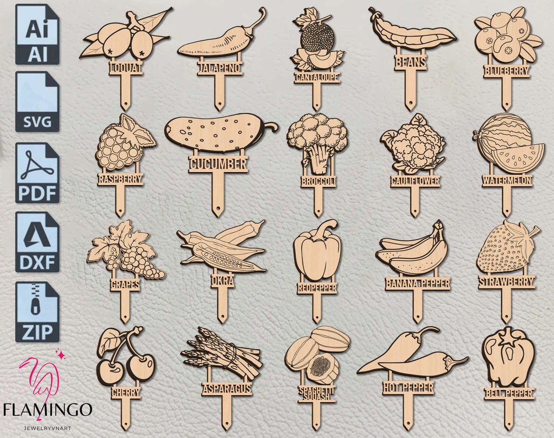 Wood Garden Markers Svg Bundle, Garden Stakes Svg, Garden Lovers Svg