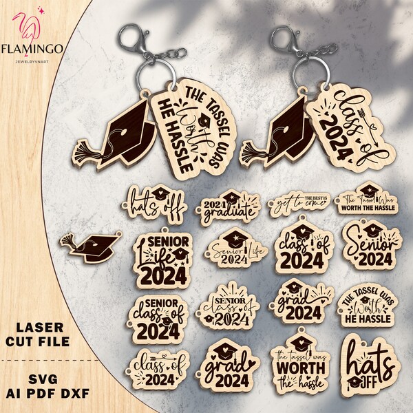 Graduation Keychains Svg Bundle ,Class of 2024 Keychain Laser Cut ,Senior Keyrings Svg ,Grad to be Grad Laser Cut File, Senior 2024 Keychain