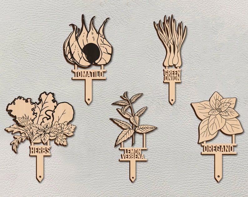 Wood Garden Markers Svg Bundle , Garden Stakes Svg, Garden Lovers Svg