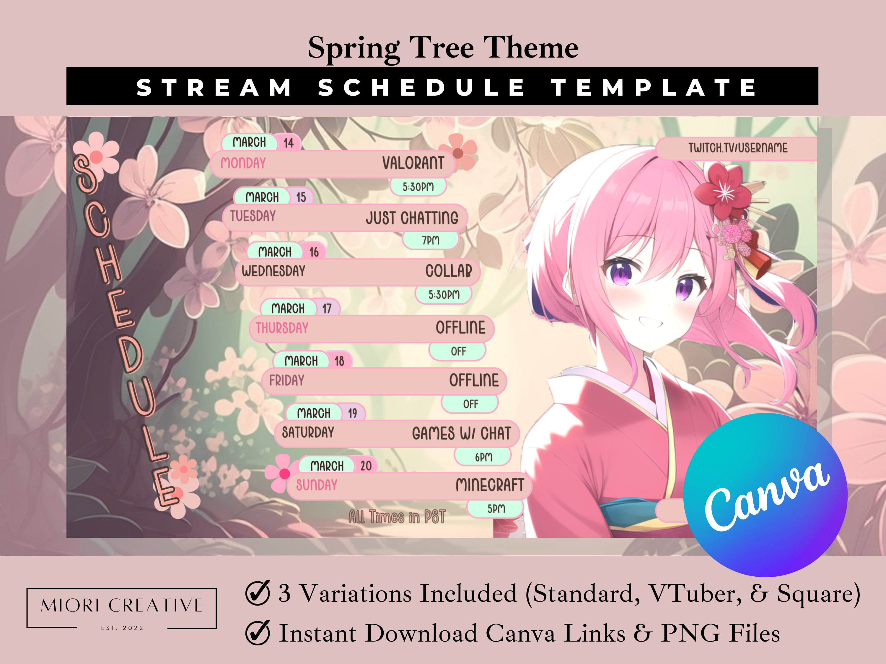 Spring Vtuber Schedule Template Pink Vtuber Stream Schedule Etsy Spring Vtuber Schedule Template Pink Vtuber Stream Schedule Etsy