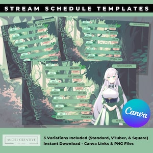 Forest VTuber Schedule Template, Green PNGTuber Stream Schedule, Twitch Schedule, Summer PNGTuber Schedule, VTuber Assets, PNGTuber Assets