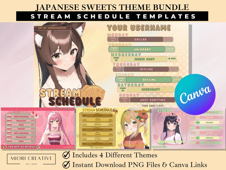 Cute Vtubers Streaming Asset Vtuber Stream Schedule Template Etsy