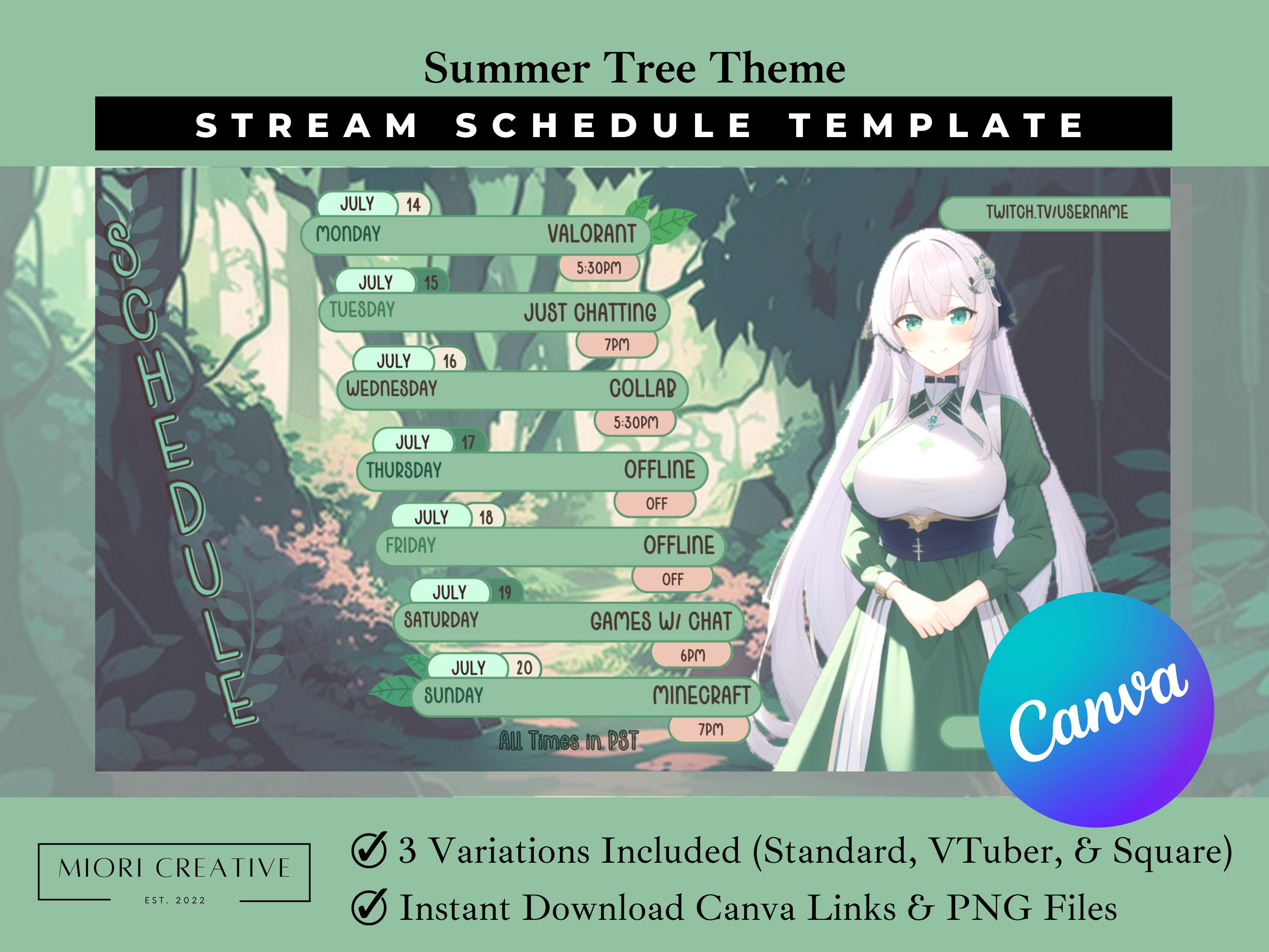 Forest Vtuber Schedule Template Green Pngtuber Stream Etsy Forest Vtuber Schedule Template Green Pngtuber Stream Etsy