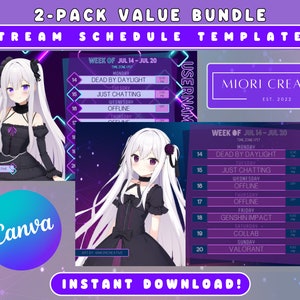 Modelo de programação de transmissão Cyber VTuber: Pacote com 2 unidades de neon roxo (download digital)