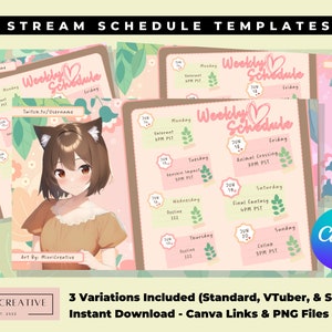 Flower VTuber Schedule Template Pink PNGTuber Schedule Twitch Stream Schedule Summer VTuber Background Cute PNGTuber Assets VTuber Overlay