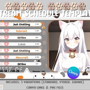 Leuke VTuber Stream Schema Sjabloon, Kitty VTuber Schema, Cat Stream Schema, Cat PNGTuber Asset, Leuke VTuber Assets, Stream Assets