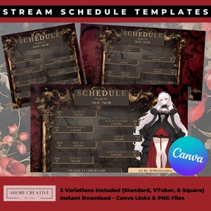 Spooky Gothic VTuber Stream Schedule Template (Canva Editable, Digital Download)