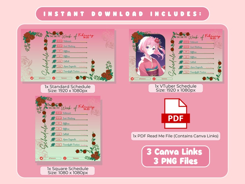 Rose Vtuber Schedule Template Stream Schedule Vtubers Stream Etsy Rose Vtuber Schedule Template Stream Schedule Vtubers Stream Etsy