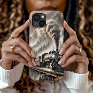 Train Tough Phone Case: Railroad Art, cell iPhone Samsung Pixel