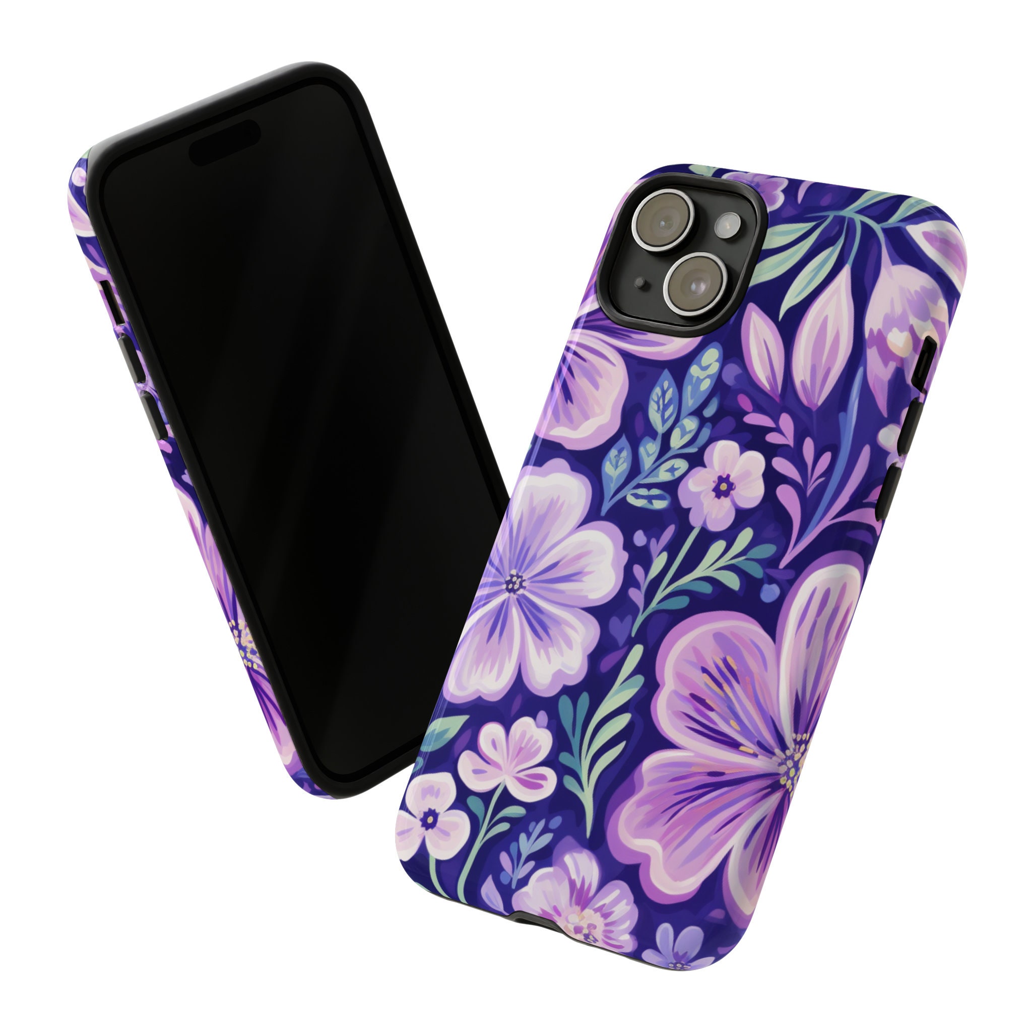 Purple Flowers, Wildflowers, Magsafe Tough Cases, iPhone 15 14 13 Pro