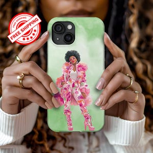 Boss Lady Tough Cases - Black Girls green Fashion iPhone Samsung Pixel Phone Case, Strong Protective Cover, Afrocentric Accessories, Girl