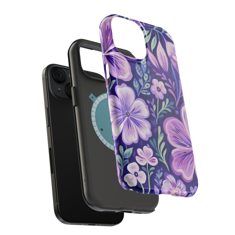 Purple Flowers, Wildflowers, Magsafe Tough Cases, iPhone 15 14 13 Pro