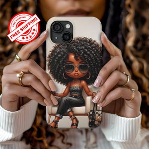 Girly, boss Lady Tough Cases, Black Girl, Fashion, iPhone, Samsung, Pixel Phone Case, Strong Protective Cover, Afrocentric Accessories, Girl