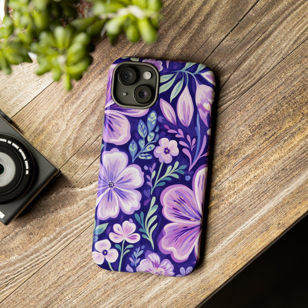 Purple Flowers, Wildflowers, Magsafe Tough Cases, iPhone 15 14 13 Pro