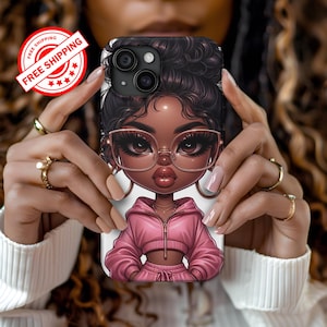 Pink Girly, boss Lady, Black Girl, Fashion, iPhone, Samsung, Pixel Phone Case, Strong Protective Cover, Afrocentric Accessories, Girl