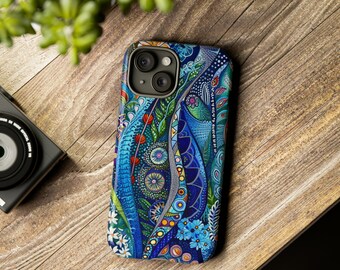scrapbook pages, blue, Tough Phone Case, iPhone, Samsung Galaxy, Google Pixel,cell phone case, cute iphone case, unique, aesthetic phone