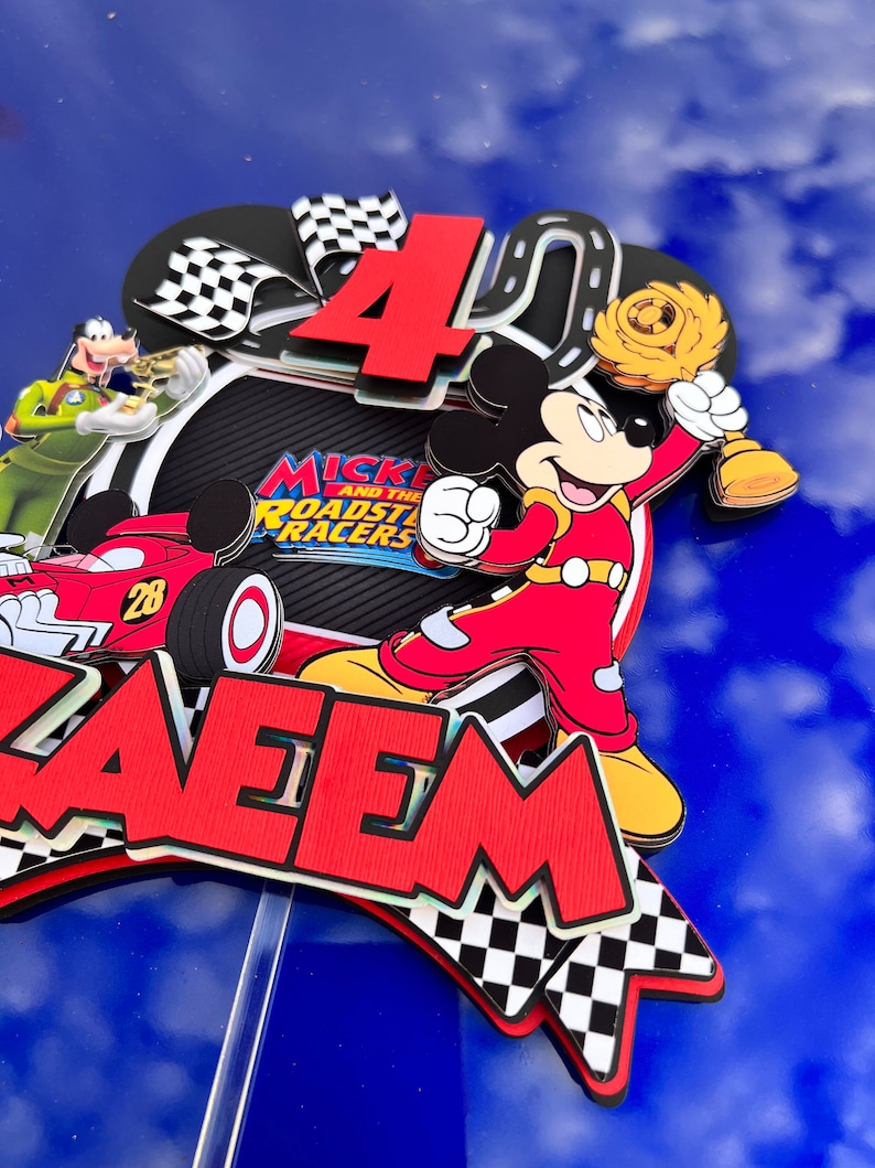 Mickey Racers Flag Mickey Mouse and the Roadster Racers Cake Topper, Cake Topper Mickey ...