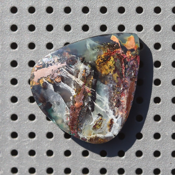 Native Copper on Chalcedony Cabochon - Pendant Jewelry - Sugar Water Cab Jewelry - Native Copper Cabochon - Unique Chrysocolla