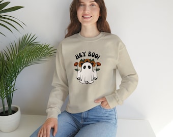 Hey Boo! Ghost Unisex Heavy Blend ™ Crewneck Sweatshirt | Halloween Sweatshirt | Gespenst Sweatshirt | Herbst Sweatshirt | Urlaub