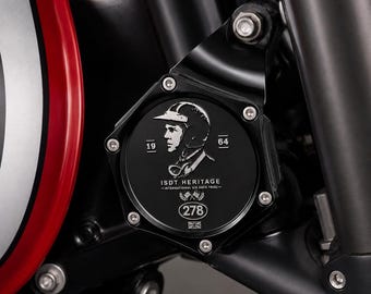 Emblema personalizado para motocicleta – Inserção em resina para suporte de placa plana – Vintage Cafe Racer Scrambler