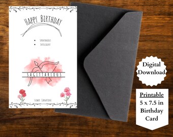Capricorn Birthday Card, Zodiac Birthday Card, Printable Birthday Card