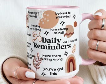 Personalized Mental Health Coffee Mug, Custom Name Positivity Cup, Daily Affirmations Mug, Daily Reminders, Mental Health Awareness Gift