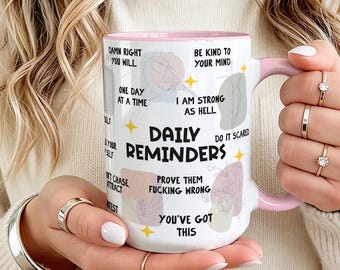 Mental Health mug Daily Affirmations Glass cup 11oz 15oz Daily affirmations mug gift for her best friend tumbler Mental health giftful cup