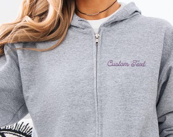 Custom Jacket, Personal Embroidered Hoodie, Custom Embroidered Monogram Hoodie Jacket, Personalized Zipper Hoodie, Customized Zip Up Hoodie