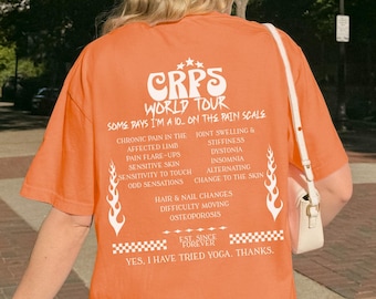 Camiseta divertida de guerrero con síndrome de dolor regional complejo (CRPS), camiseta naranja de concientización, regalo para el dolor nervioso crónico, mercancía Spoonie, enfermedad rara