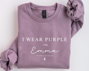 Epilepsy Awareness Sweatshirt Support Clothing Mom Dad Gift Purple Ribbon Crew Neck Comfortable Fundraising Top Seizure Walk Outfit Advocacy