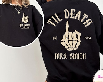 Sudadera gótica para novios, regalo a juego para parejas de recién casados, camisetas personalizadas con nombre inicial, suéteres para luna de miel, camisetas para marido y mujer.