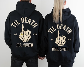 Custom Bride and Groom Zip Up Hoodie Personalized Couple Outfit Gift Date Est Zippered Mr and Mrs Just Married Wedding Hoodie Bridal Party