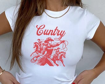 Cuntry Shirt, Country Shirt, Country Gift, Western Shirt, Women's Rodeo Shirt, Cowgirl Shirt, Y2K Baby Tee, Country Concert Music Festival