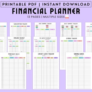 Finance Planner Bundle Printable, Budget Tracker Bundle, Savings Tracker, Budget, Bill Tracker, Spending, Expenses, Monthly Debt, PDF