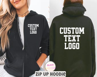 Personalized Zip Up Hoodie, Custom Full Zip Hoodie, Custom Logo Hoodie, Team Logo Zip Up Hoodie, Personalized Sweatshirt, Your Text Hoodie