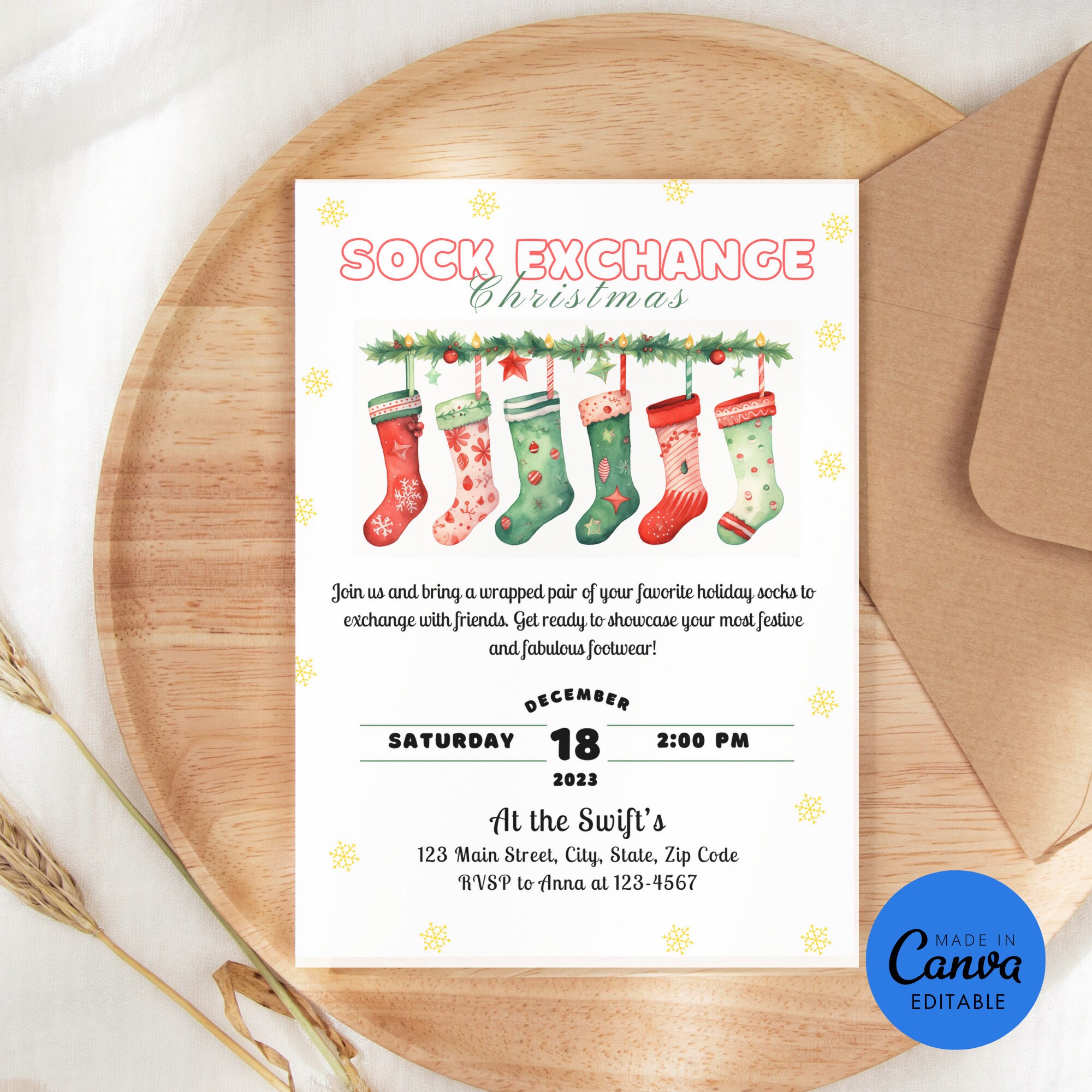 Christmas Sock Exchange Party Invite, Holiday Sock Swap Party Invite
