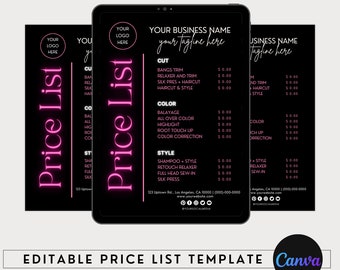 Price List, DIY Flyer Template Design, Hair Pricing Flyer, Pricelist Flyer, Pricing Guide Sheet, Nails Flyer, Premade Salon Business Flyer