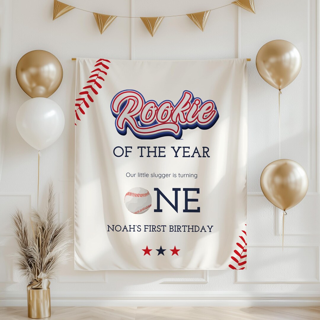 Personalized Rookie of the Year Birthday Banner First Birthday Sports ...